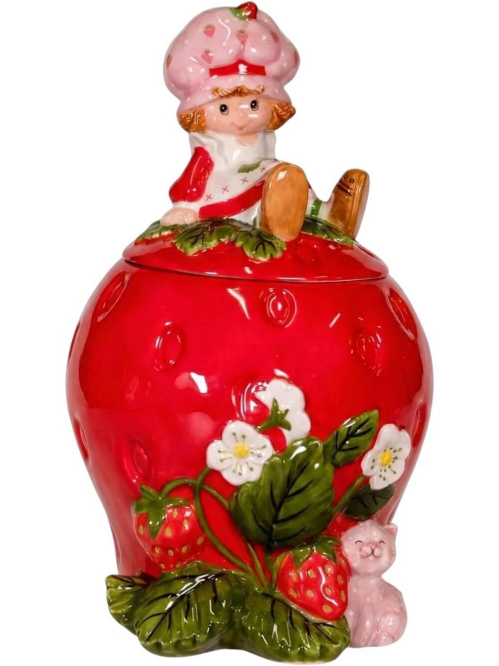 Sweet Strawberry Stash Cookie Jar - Charming Kitchen Decor & Storage Solution
